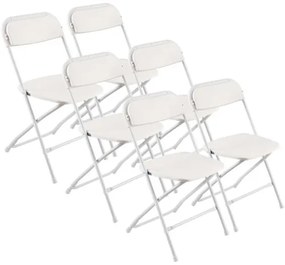VEVOR 6 Pack Folding Chairs Portable Plastic Chairs with Heavy Duty Metal Frame