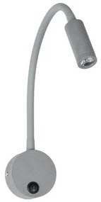 GOOSE 61689 Φωτιστικό Τοίχου-Απλίκα LED 3W 300lm 36° AC 220-240V IP20-Reading Light-Θερμό Λευκό 2700K Γκρι Αλουμίνι Globostar-61 61689