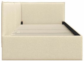 vidaXL Κρεβάτι Γωνίας με κεφαλάρι Κρεμ 90 x 190 cm ύφασμα