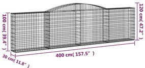 vidaXL Συρματοκιβώτια Τοξωτά 6 τεμ. 400x30x100/120 εκ. Γαλβαν. Ατσάλι