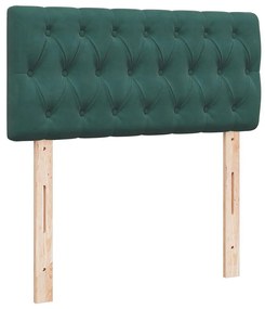 vidaXL Κρεβάτι Boxspring με Στρώμα Σκούρο Πράσινο 90x190 εκ. Βελούδινο