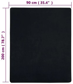 vidaXL Σεντόνι με Λάστιχο Μαύρα 90 x 200 εκ. Βαμβακερό Ζέρσεϊ