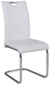 CROFT Καρέκλα Τραπεζαρίας Κουζίνας, Μέταλλο Χρώμιο, PU Άσπρο  43x58x97cm [-Χρώμιο/Άσπρο-] [-Μέταλλο/PVC - PU-] ΕΜ914,1
