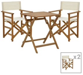 Dining room Bistrual-Perdu set of 3 folding natural solid acacia wood 60x60x72cm 60x60x72 εκ.