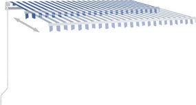 vidaXL Τέντα Συρόμενη Χειροκίνητη Μπλε / Λευκό 450 x 350 εκ.