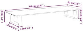 Βάση Οθόνης Μαύρη 60x20x8 εκ. από Ψημένο Γυαλί και Μέταλλο - Μαύρο