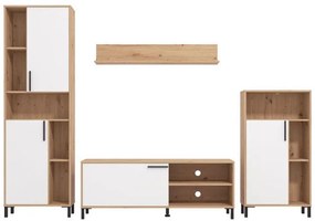 Κέντρο Ψυχαγωγίας - Σύνθεση Cantal Artisan Oak - Λευκή Λάκα 279x38x192 εκ.