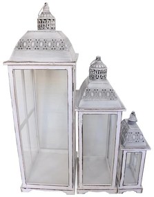 Φανάρι Jux Inart σετ 3τεμ αλουμίνιο σε white washed απόχρωση 33.5x27.5x88 εκ.