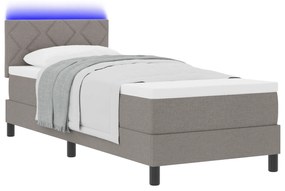 vidaXL Κρεβάτι με Στρώμα & LED Καφέ 80x200 εκ Υφασμάτινο