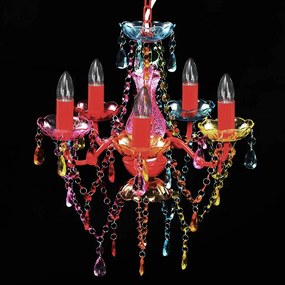 vidaXL Φωτιστικό με 5 Λαμπτήρες Ροζ Πολύχρωμο