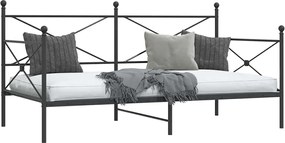 vidaXL Κρεβάτι ημέρας χωρίς στρώμα Μαύρο 100x190 cm Ατσάλι