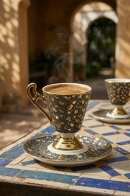 Σετ πορσελάνινων φλιτζανιών καφέ για 2 άτομα Μαύρο