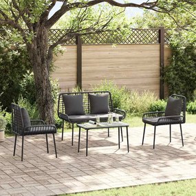 vidaXL Σέτ φαγητού για κήπο 3 pcs Μαύρο, Ανθρακί Πολυ rattan, ατσάλι