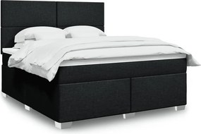 vidaXL Κρεβάτι Boxspring με Στρώμα Μαύρο 180x200 εκ. Υφασμάτινο
