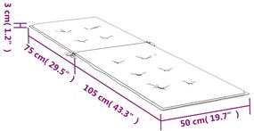 Μαξιλάρι Ξαπλώστρας Ανθρακί (75+105) x 50 x 3 εκ. - Ανθρακί