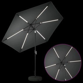 vidaXL Ομπρέλα Κήπου με LED Φώτα και Βάση 270 x 270 εκ Πολυεστέρας