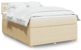vidaXL Κρεβάτι Boxspring με Στρώμα Κρεμ 140x200 εκ. Υφασμάτινο