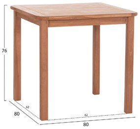 ΤΡΑΠΕΖΙ ΤΕΤΡΑΓΩΝΟ PRESSCOT HM18122 ΞΥΛΟ TEAK--ΦΥΣΙΚΟ 80x80x76Υεκ.