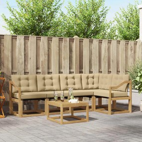 vidaXL Σειρά Καναπέ Εξωτερικού με μαξιλάρι 6 pcs Λευκό και Μπεζ