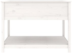 vidaXL Ζαρντινιέρα με Ράφι Λευκή 111,5x111,5x81 εκ. Μασίφ Ξύλο Πεύκου