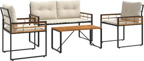vidaXL Σετ Εξωτερικών Επίπλων με μαξιλάρι 4 pcs Κρεμ