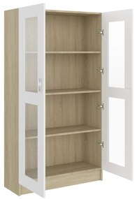 vidaXL Βιτρίνα Λευκό/Sonoma Δρυς 82,5 x 30,5 x 150 εκ. Μοριοσανίδα