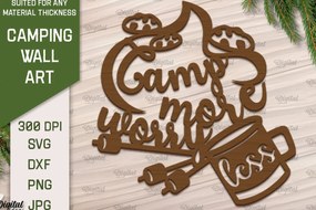 Σετ των 2 Intra απο ξύλο plywood 3mm-4mm πάχος Camping Wall Art . Camping Papercut Δίασταση 40x40 cm INTRAFABR-91963117