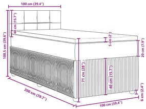 Κρεβάτι Boxspring με Στρώμα Σκούρο Καφέ 100x200 εκ. Υφασμάτινο - Καφέ