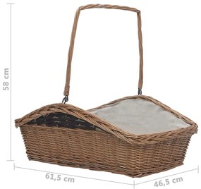 286989 Firewood Basket with Handle 61,5x46,5x58 cm Brown Willow - Καφέ