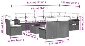 vidaXL Σετ Καναπέ Κήπου 11 τεμ. Μπεζ Συνθετικό Ρατάν με Μαξιλάρια