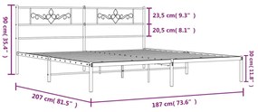 Πλαίσιο Κρεβατιού με Κεφαλάρι Λευκό 180x200 εκ. Μεταλλικό - Λευκό