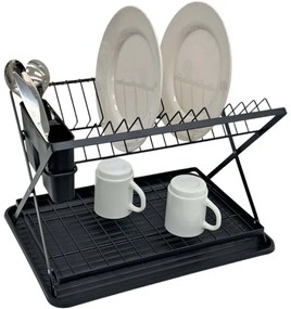 Πιατοθήκη Διώροφη Αναδιπλούμενη 843572 42x32x28cm Black Ankor Μέταλλο