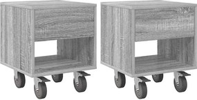 vidaXL Κομοδίνο 2 pcs Γκρίζο Σονομα 40,5 x 40 x 48 εκ.
