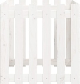 vidaXL Ζαρντινιέρα με Σχέδιο Φράχτη Λευκή 60 x 60 x 60 εκ. Μασίφ Πεύκο