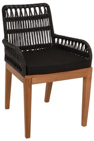 Καρέκλα - Πολυθρόνα STARDOM C9760.02 Μελί Ξύλο Teak με Μαύρο Σχοινί 57x65x83Yεκ. 57x65x83 εκ.