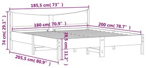 Σκελετός Κρεβ. Χωρίς Στρώμα Καφέ Κεριού 180x200 εκ Μασίφ Πεύκο - Καφέ