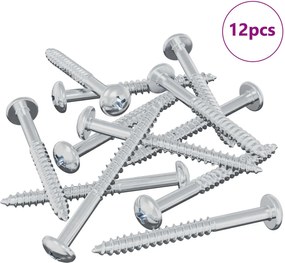 vidaXL Ξυλοβίδα 12 pcs Ασημί 9,8 x 53 mm Ατσάλι