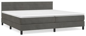 Κρεβάτι Boxspring με Στρώμα Σκούρο Γκρι 200x200 εκ. Βελούδινο - Γκρι