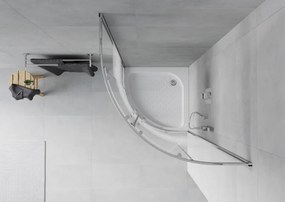 Mexen Rio καμπίνα ντους ημικυκλική 70 x 70 cm, λευκές λωρίδες, χρώμιο +