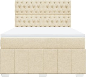 vidaXL Κρεβάτι Boxspring με Στρώμα Κρεμ 160x200 εκ. Υφασμάτινο