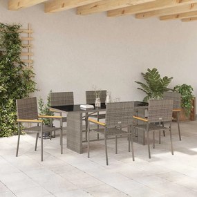 vidaXL Σετ Κήπου 7 Τεμαχίων Γκρι Πολυαττάν