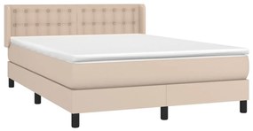 vidaXL Κρεβάτι Boxspring με Στρώμα Καπουτσίνο 140x190εκ.από Συνθ.Δέρμα