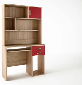 Intrahome Παιδικό γραφείο με εταζέρα σε χρώμα δρυς-κόκκινο 100x55x180 Intrahomesa-00652645