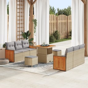 vidaXL Σετ Καναπέ Κήπου 9 pcs μπεζ και ανοιχτό γκρι 80 x 80 x 71 cm