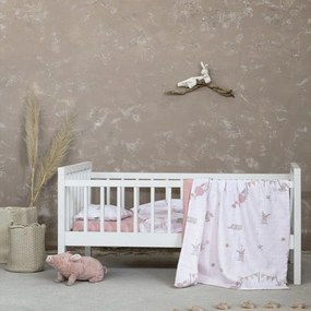 Σεντόνια Βρεφικά Bunny Love Σετ 3τμχ White-Pink Nima Κούνιας 100% Cotton
