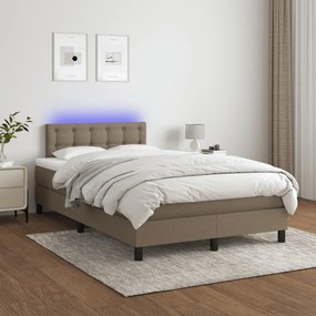 vidaXL Κρεβάτι Boxspring με Στρώμα &amp; LED Taupe 120x190 εκ. Υφασμάτινο
