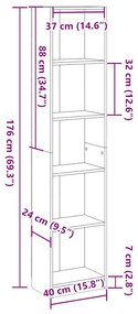 Βιβλιοθήκη Γυαλιστερό Λευκό 40x24x176 εκ. Επεξεργασμένο Ξύλο - Λευκό