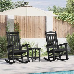 vidaXL Κουνιστή Καρέκλα Κήπου 2 pcs Μαύρο 70 x 92 x 108 εκ. Πλαστικό