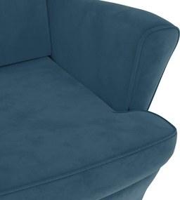 vidaXL Πολυθρόνα Μπλε Βελούδινη με Σκαμπό
