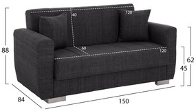 ΚΑΝΑΠΕΣ ΚΡΕΒΑΤΙ POLYA ΔΙΘΕΣΙΟΣ ΓΚΡΙ HM3241.03 153x87x77Υεκ.